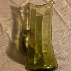 Antique green glass pitcher